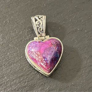 Purple Sterling Silver Heart Pendant Marked 925 SE Thailand
